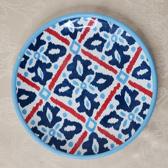Tommy Hilfiger melamine plate set of 4 dinner and salad plate red white blue - Picture 2 of 14